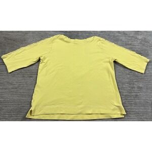 Hillard Hanson Top Womens 2X Yellow 3/4 Sleeve‎ 100% Cotton Eyelet Casual